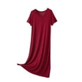 thumbnail image 2 of Dxzfnsa Women Summer Dresses Women's Fashion Short Sleeve Swing Midi Dress Casual Loose Solid Color Round Neck T-Shirt Dresses with Pockets, 2 of 5