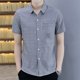 thumbnail image 3 of Camisa y blusa para hombre, ropa de manga corta, estética a rayas, para hombre, corte ajustado, botones, estilo coreano, normal, regular, de diseñador, talla XXL, 3 of 4
