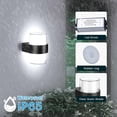 thumbnail image 3 of Aplique de pared exterior LED IP65, iluminación exterior impermeable, lámpara de aluminio acrílico de 10 W, adecuada para patio, jardín, terraza, pasillo, paso, cuadrado (redonda, blanco frío), 3 of 5