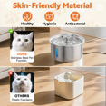 thumbnail image 6 of Cat Water Fountain Stainless Steel, YUWENUS 108oz/3.2L Pet Fountain with Water Level Window Automatic Water Dispenser with 4 Replacement Filters for Cats, Dogs, 6 of 12