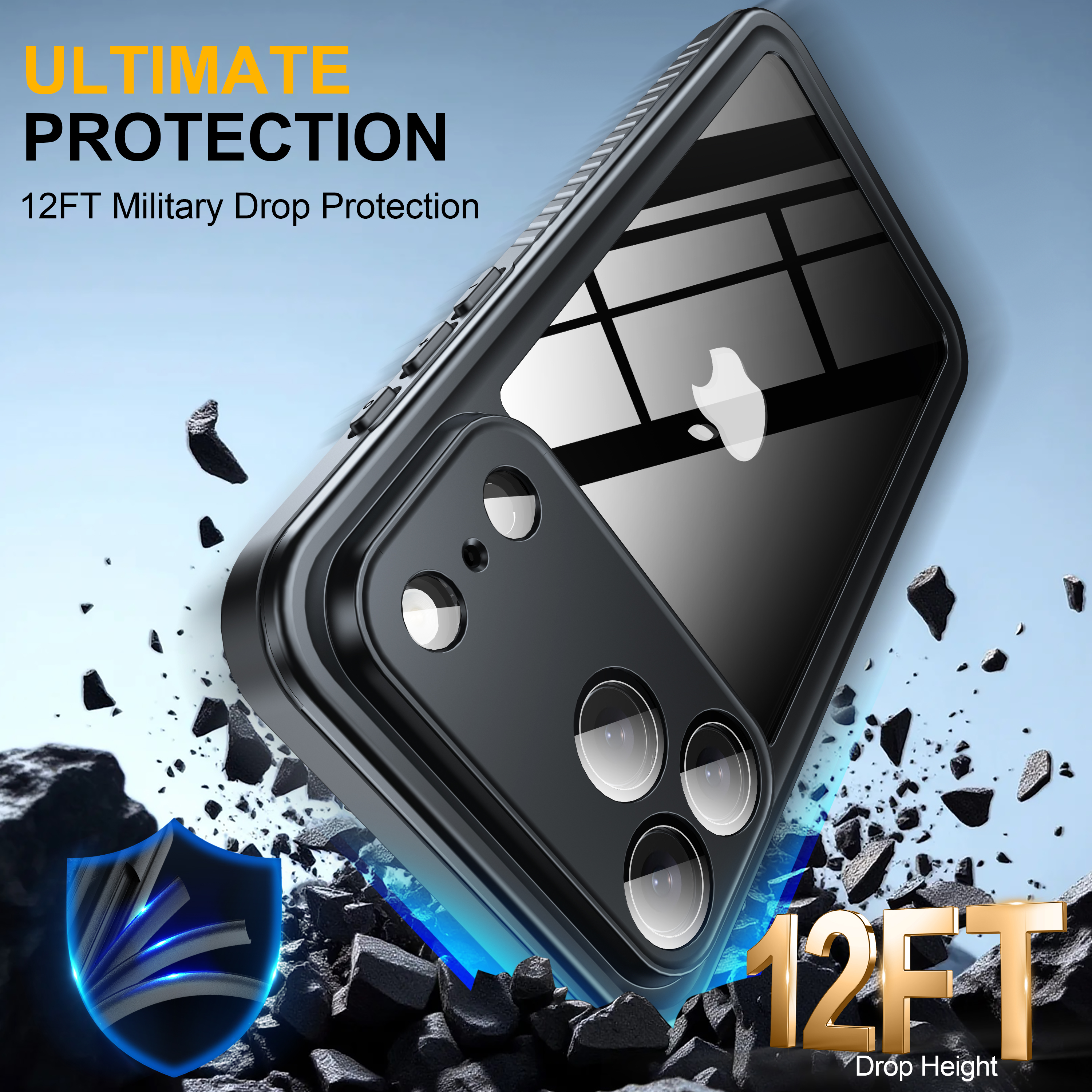 ANTSHARE for iPhone 17 Pro Max Case, Waterproof Built-in Screen Protector, [Full Body Shockproof] [Dustproof] [IP68 Underwater] Phone Case for iPhone 17 Pro Max- Black