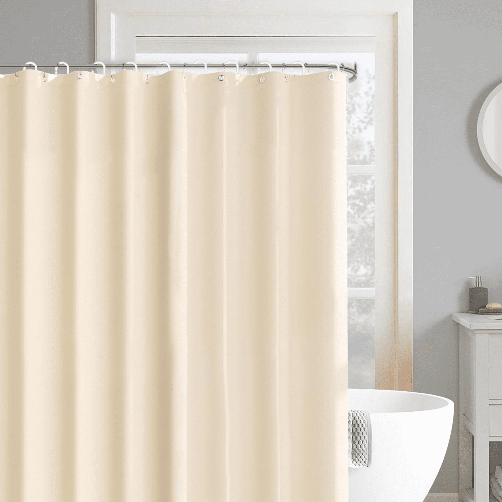 Dznils Extra Long Beige PEVA Shower Curtain Liner with Hooks Mildew Resistant, 72" W x 78" H, 2 Pack