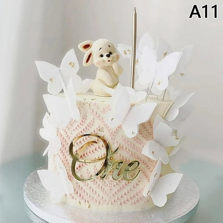 New One Happy Birthday Cake Topper Acrylic Rose Gold One Cupcake