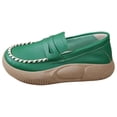 thumbnail image 3 of Zapatos informales de PU para mujer, zapatos de suaves y cómodos, zapatillas de deporte sin cordones, parte inferior gruesa, ropa de calle verde 36, 3 of 8