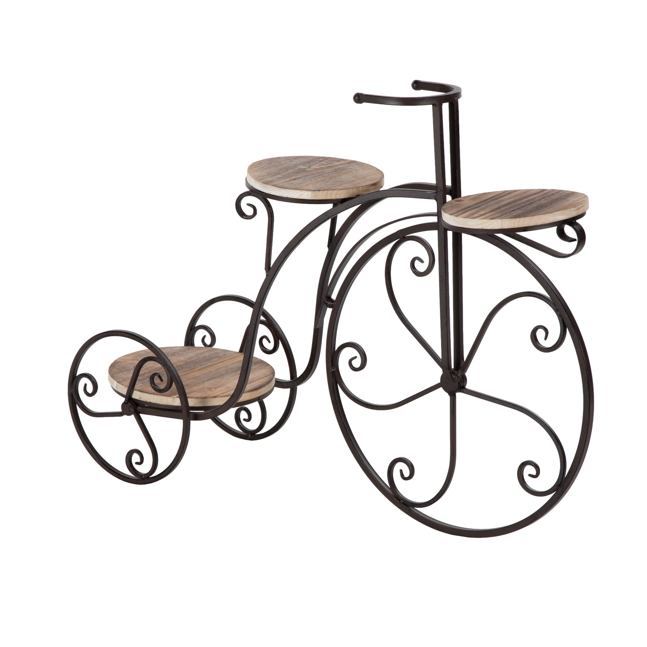 DecMode 31" x 10" x 23" 2 Tier Brown Metal Bike Plantstand