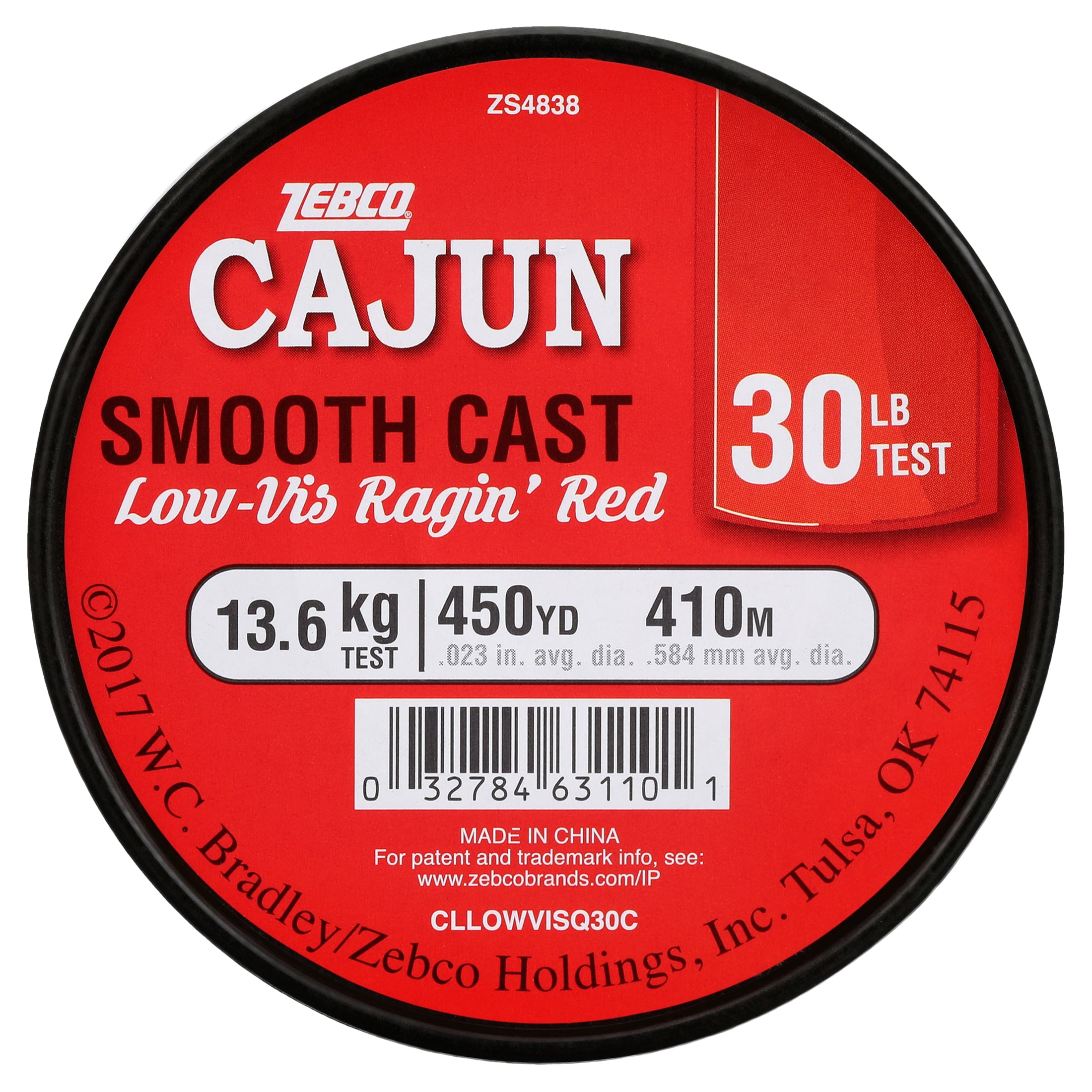 Lot Of 2) ZEBCO Cajun Low Vis Ragin' Red 14 lb 850 YD Spool Each