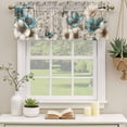 thumbnail image 2 of 2 Pack Valances for Window, Teal Tulip Butterfly Short Curtains for Kitchen Bedroom Living Room, Beige Turquoise Floral Farmhouse Wooden Rod Pocket Small Window Treatment Valance Drapes 54 x 18 Inch, 2 of 8