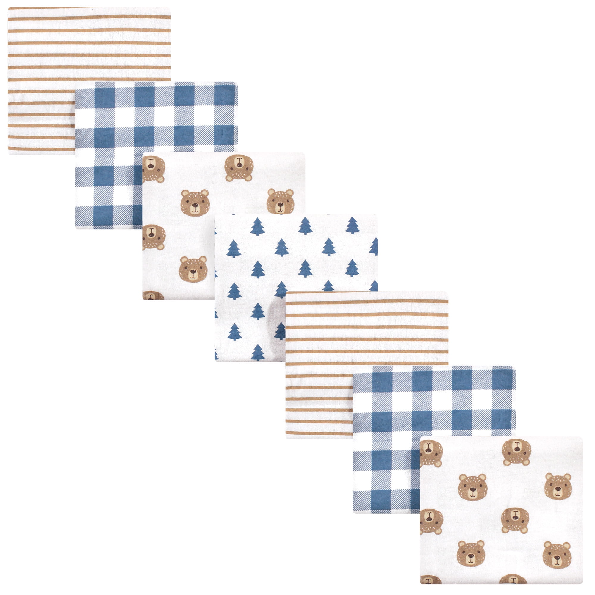 Hudson Baby Flannel Receiving Blankets 7pk, Little Bear, One Size
