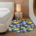 thumbnail image 3 of Summer Beach Round Living Room Rugs 3.3 ft, Ocean Starfish Shell Coastal Conch Lemon Flowers Blue Washable Area Rug with Non-Slip Sturdy Edge Binding Round Front Door Mat Floor Carpet for Entryway, 3 of 9