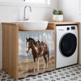 thumbnail image 3 of Brown Horse Cabinet Curtains for Kitchen 35"W x 35"L, Western Rustic Country Sand Desert Mountain Wildlife Laundry Sink Cabinets Magic Tape Short Curtain Privacy Panel for Bathroom Vanity Cabinets, 3 of 9