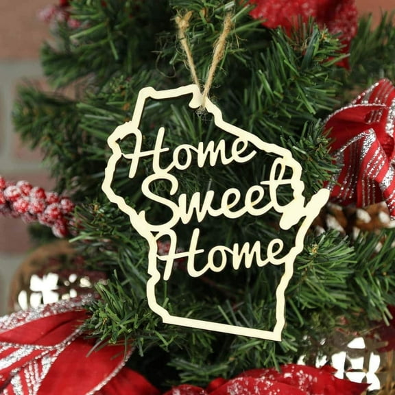 Torched Home Sweet Home Ornaments Christmas Tree Hanging Cork Wisconsin