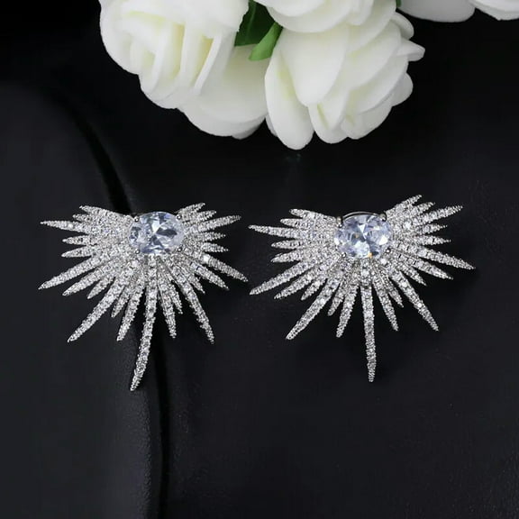 Fashion Cubic Zircon Big Dragonfly 925 Sterling Silver Stud Earrings for Women