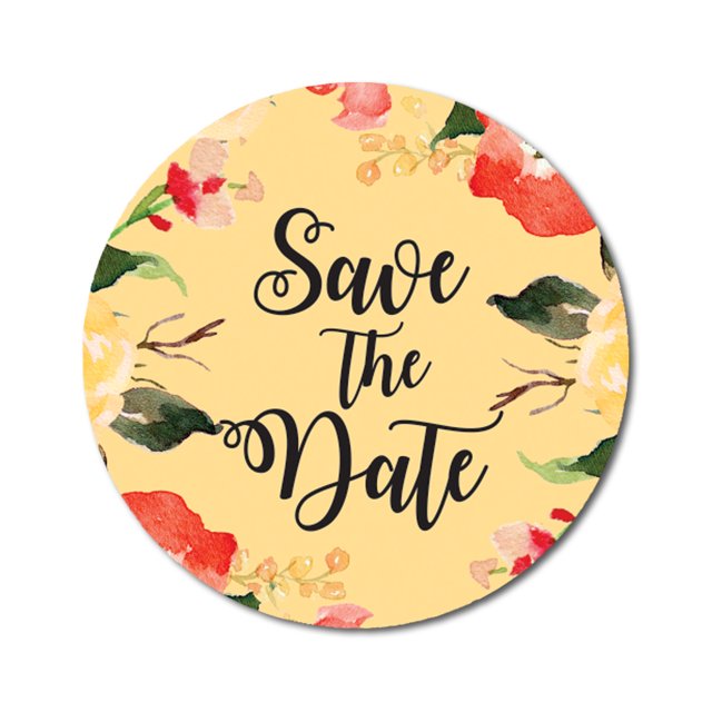 Darling Souvenir 45 Pcs Round Envelope Seal DIY Orange Floral Border Save The Date Stickers-1.6 Inches
