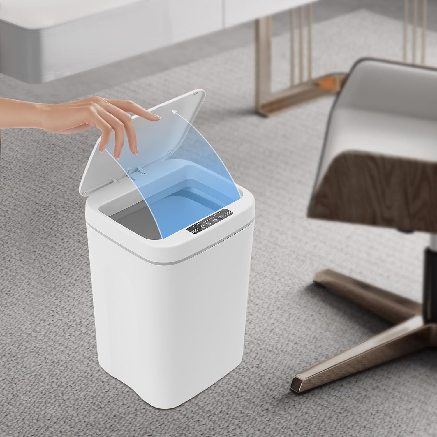 Automatic Trash Can 4.2 Gallon/16L Infrared Motion Sensor Plastic Trash Bin with Lid Touchless Garbage Can for Kitchen Bathroom Bedroom Living Room Office Outdoor
