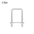 thumbnail image 3 of Square U-Bolts 3 Sets 52mm Inner Width 100mm Length M8 304 Stainless Steel with Nuts and Plates, 3 of 5