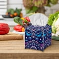 thumbnail image 5 of FUIALDOLG Tissue Box Cover, Purple Mandala Flower Square Tissue Box Holder with Bottom Belt - Waterproof PU Leather Home Decorative Organizer for Tabletop, Bathroom, Car, Office, 5 of 7