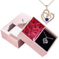 thumbnail image 4 of Collar con colgante de corazón de cristal para mamá, caja de regalo con seis rosas, te quiero, regalo de aniversario para el día de las madres, 4 of 4