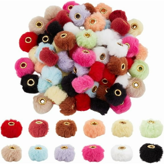 1 Set 72Pcs 12 Colors Imitation Rabbit Hair European Beads Rondelle Mixed Color 19.5~20x12mm Hole: 4mm 6pcs/color