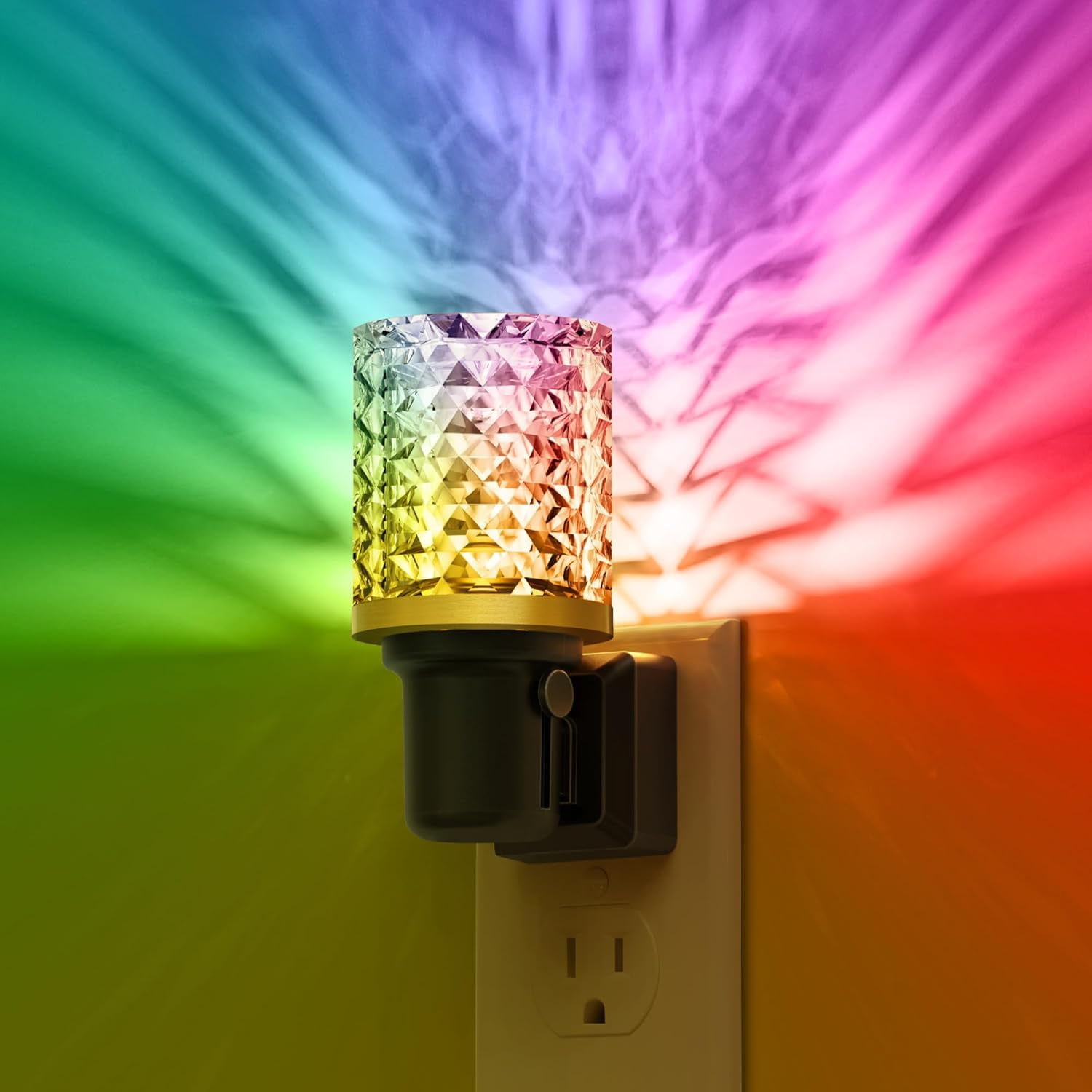 RGHJAR-Night Light, Dimmable Night Lights Plug into Wall, Color Changing Nightlight RGB with Auto Light Sensor, 0-100LM Adjustable Brightness LED Night Light