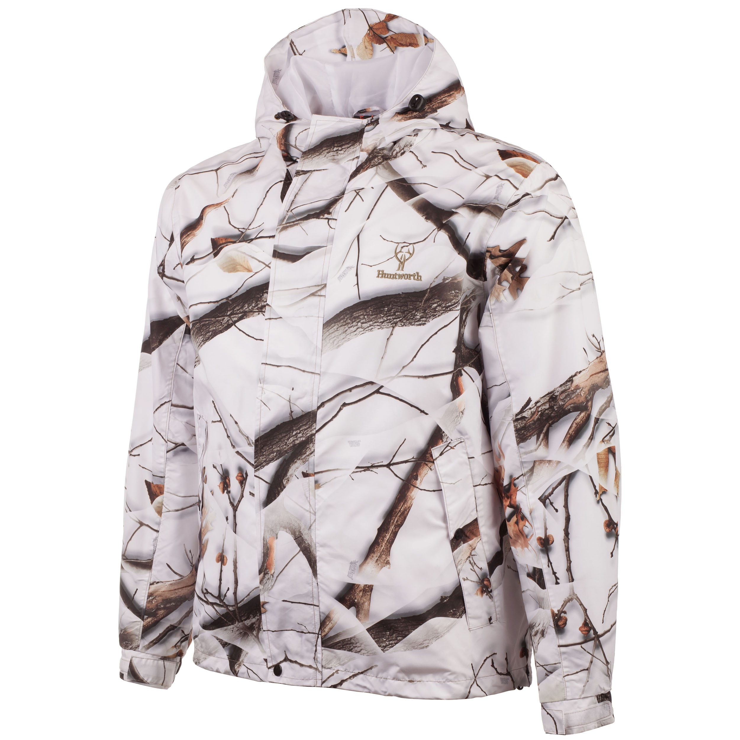 Huntworth Men's Snow Camo Brown Microfiber Waterproof Jacket XLarge