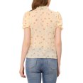 thumbnail image 3 of Allegra K Women's Elegant V Neck Button Front Floral Casual Shirt, 3 of 6