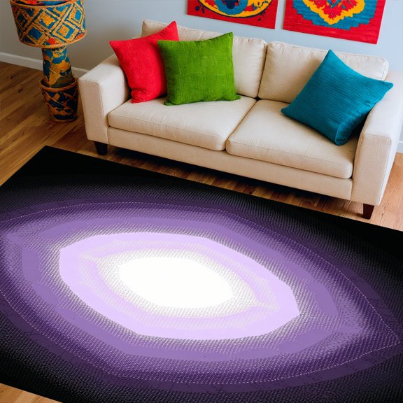 ODIKA 4' x 6' Machine Washable Non-Slip Area Rug, Contemporary Medallion High Traffic Rug, Purple, 269784