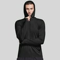 thumbnail image 4 of Fanxing Men’s Sun Shirts with Thumb Holes UPF 50+ Rash Guard for Men Long Sleeve Zip Up Hoodie with Pockets Lightweight Jacket for Swimming Hiking Jogging Black,S, 4 of 8