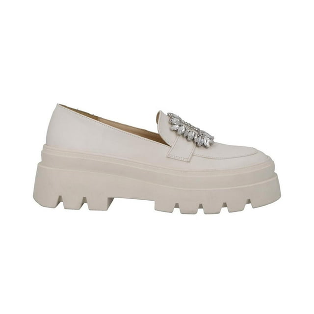 Zapato Mujer Kipon Casual Plataforma Mocasin Chunky Broche Brillantes beige 25