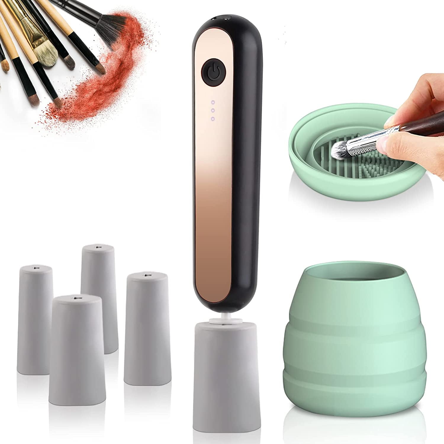 NEWDERMO Eletric Makeup Brush Cleaner Dryer Machine,USB Rechargeable