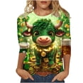 thumbnail image 2 of Ounisa Women 3/4 Sleeve St. Patrick's Day T-Shirts Crew Neck Spring Graphic Tee Tops Clothes, 2 of 5