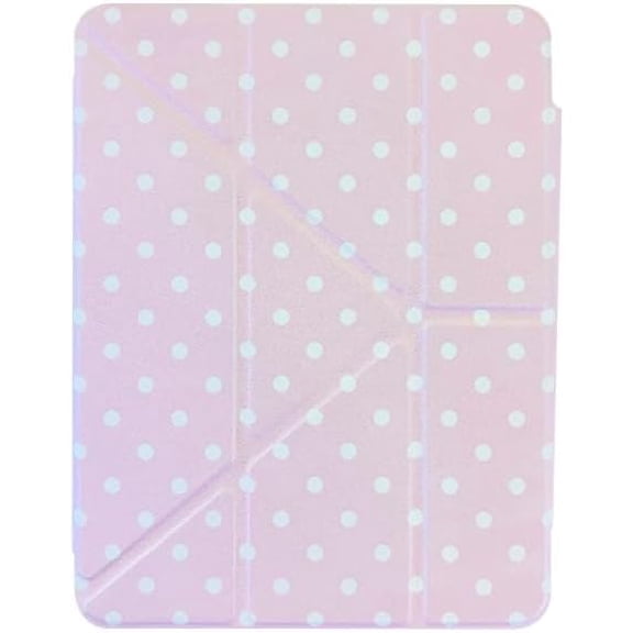 Polka Dot Case for iPad with Adjustable Stand, Cute PU Leather Folio Cover with Stylus Holder, Auto Sleep/Wake, Magnetic Closure and Protective Clear Back
