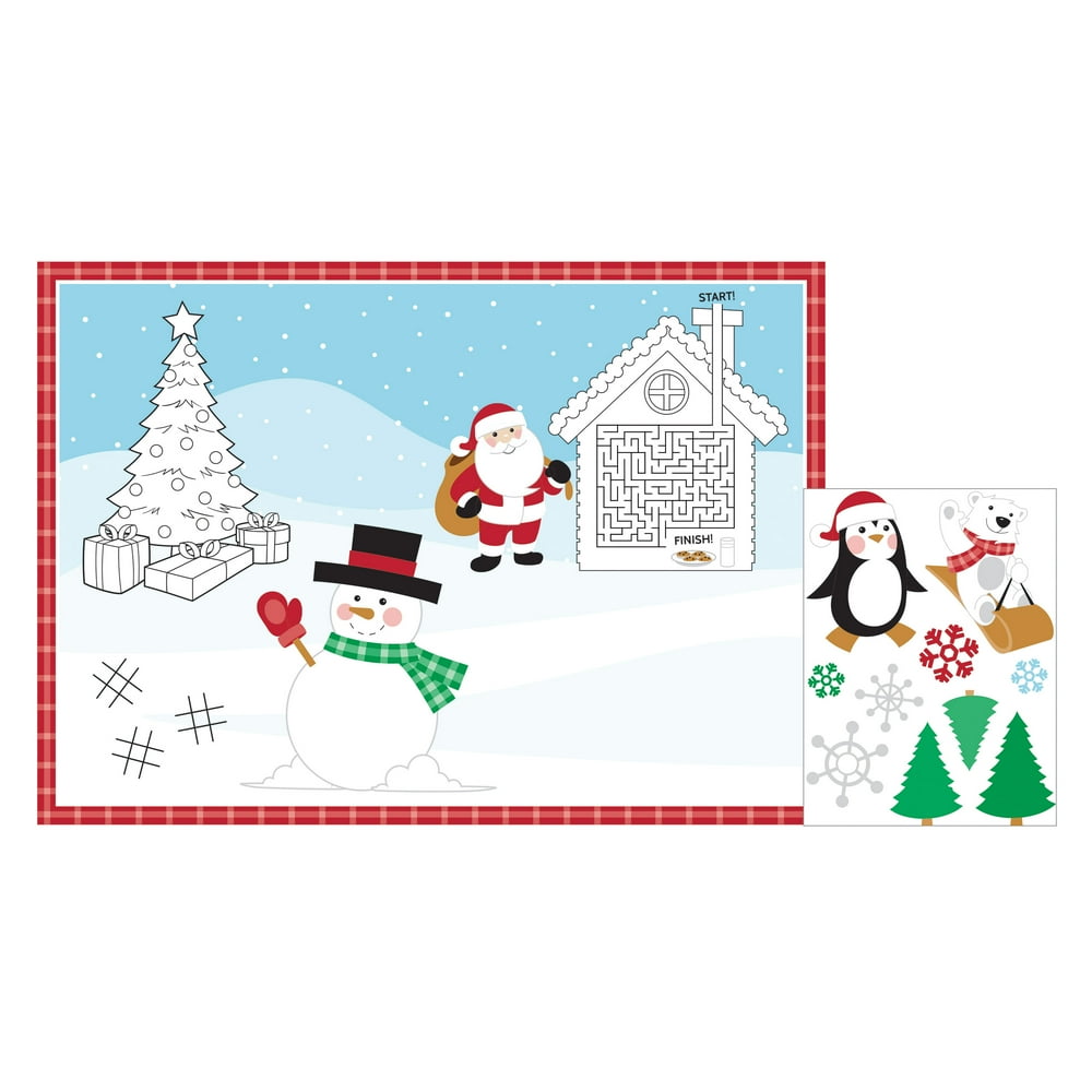 Christmas Paper Activity Placemats, 24 Count
