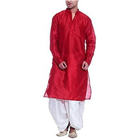 

Royal Men s Silk Blend Dhoti & Kurta Set_red