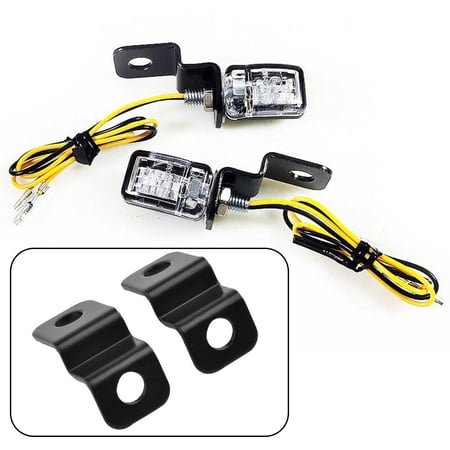 2Pcs Motorcycle LED Mini Turn Signal Lights Aluminum Alloy Bracket Durable ·