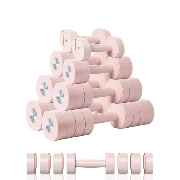 Juego de 2 Mancuernas Ajustables, Juego de Aancuernas de Peso Libre 4 en 1 para Mujer, Cada Una de 1 kg, 2 kg, 3 kg, 4 kg con Mango de Goma Suave ABS para Perfecto para Hacer Ejercicio en Casa