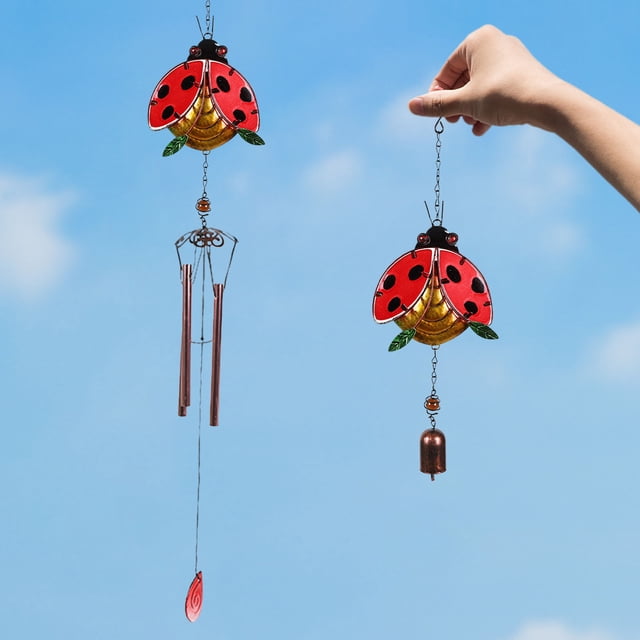 Fiudx Carillón de Viento de Metal, Diseño Único de Arte En Hierro, Cambios de Color Vibrantes, Decoración de Jardín Relajante, Acento para Patio Exterior, Regalo para La Familia, Sonidos Relajantes,