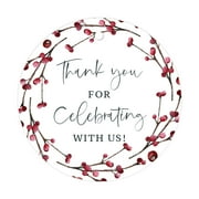 Koyal Wholesale Winter Woodland Watercolor Baby Shower, Round Circle Tags, Thank You for Celebrating With Us, 24-Pack