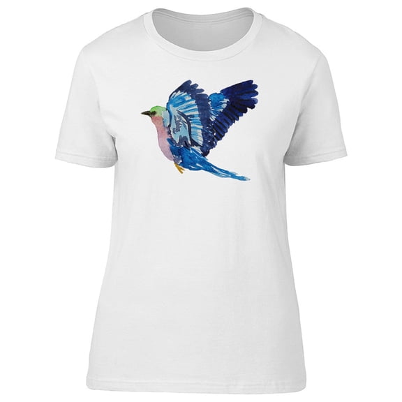 Watercolor Summer Blue Birds Tee Women's -Image by Shutterstock