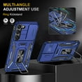 thumbnail image 3 of ELEHOLD Heavy Duty Rugged Case for Samsung Galaxy S24 Protection with Sliding Camera Lens Cover Magnetic Metal Ring Holder Kickstand Anti-Scratch Shockproof Case for Samsung S24, Navyblue, 3 of 7