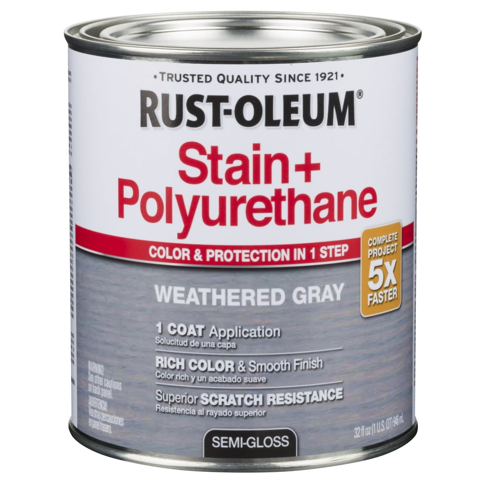 RustOleum Weathered Gray Stain & Polyurethane, Quart Wood Finish