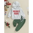 thumbnail image 3 of Newborn Baby Boy Christmas Outfits 3M 6M 12M 18M 24M 3Y Long Sleeve Letter Hoodie+Trousers Set Toddler Fall Winter Clothes, 3 of 10