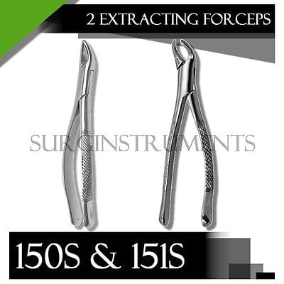 Extracting Forceps Set Of 2 - 150S & 151S Serrated - Surgical Dental Instruments