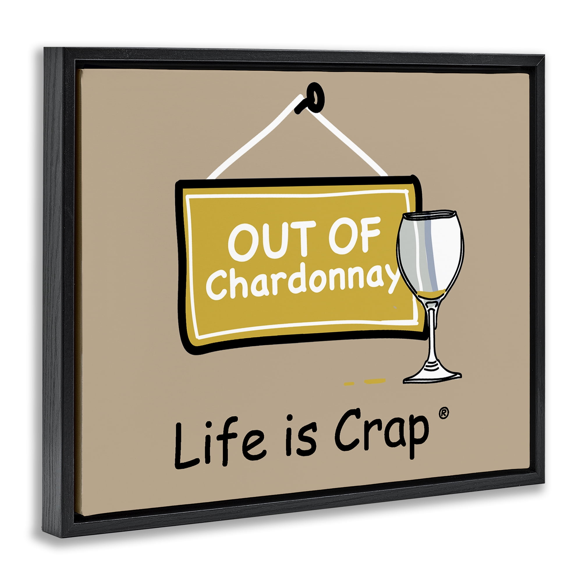Stupell Industries Out Of Chardonnay Novelty & Humor Painting Black Floater Framed Canvas Art Print Wall Art, 21 x 17