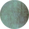 thumbnail image 1 of Ahgly Company Machine Washable Indoor Round Oriental Turquoise Blue Industrial Area Rugs, 8' Round, 1 of 4