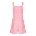 thumbnail image 6 of MKOSPLRT Linen Jumpsuits for Girl 4-16 Years Adjustable Thin Straps V Neck Pleated Romper Shorts Solid Casual Baggy Beach Vacation Jumpers, 6 of 7