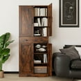thumbnail image 4 of Costway 72" Tall Kitchen Pantry Modern Farmhouse Cupboard Cabinet with 4 Barn Doors Brown, 4 of 11