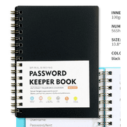 Password Notebook, Password Keeper Book, Password Books for Seniors, Durable Password Book with Alphabetical Tabs, Address Book, Password Journal, Medium Size, Spiral Bound, 1Pc(Black,5.7x4.2)