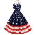 thumbnail image 4 of Usmixi Summer Dresses for Women 4th of July Patriotic Pleated Swing A Line Tank Formal Dresses 2023 Casual Sleeveless V-Neck Star Striped Print Midi Dress Dark Blue XXL, 4 of 7