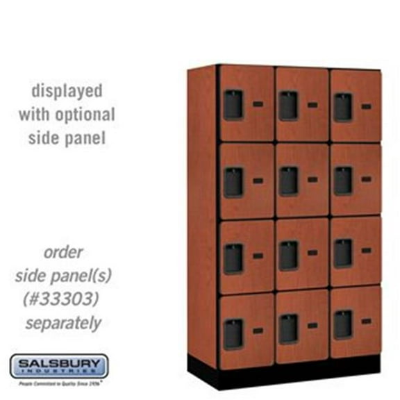Salsbury 12 in. x 5 ft. x 18 in. 3 Wide Four Tier Designer Wood Locker - Cherry