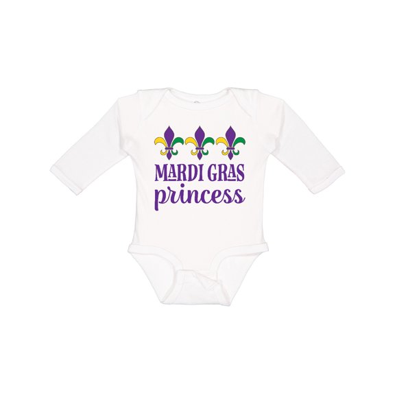 Inktastic Mardi Gras Princess Girls Long Sleeve Baby Bodysuit